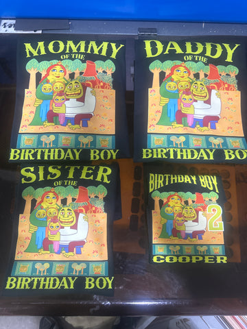 Shrek Group Birthday Shirts (custom order for Rebeca)